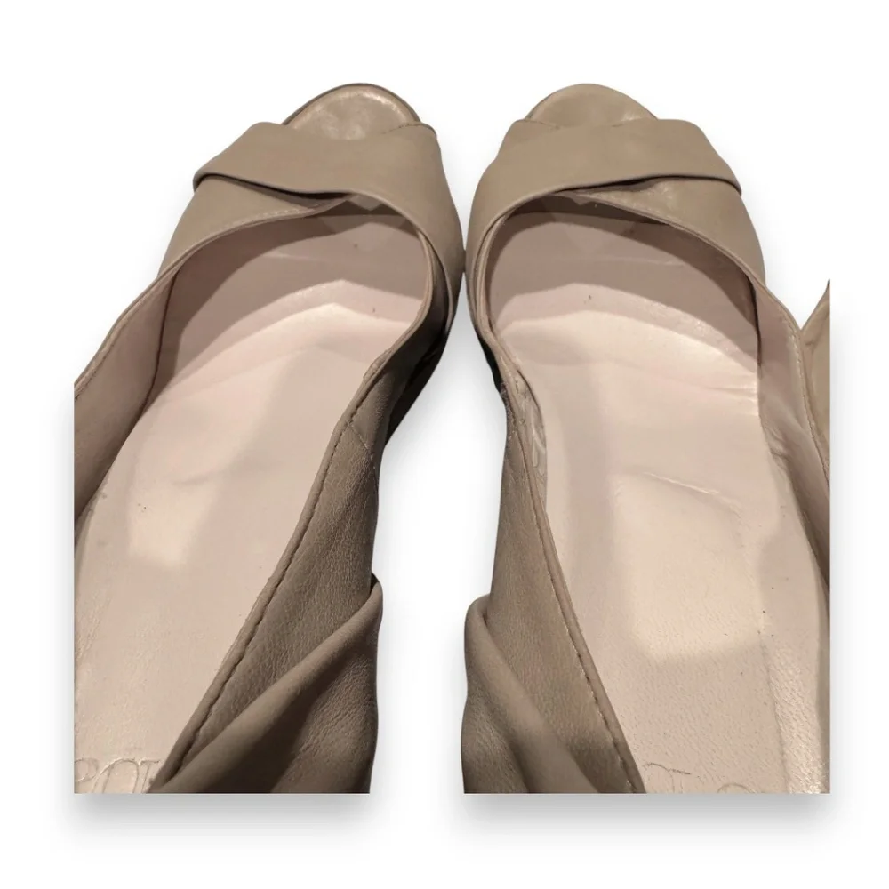 KOOBA Taupe leather wrap ankle wedge sandals platform heels size 9